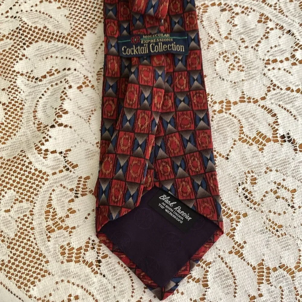 Men’s 100% Silk Tie Molecular Expressions Cocktail Collection EUC Made 🇺🇸 USA